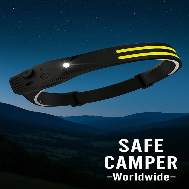 COB LED Headlamp Induction Head Lamp Built-In Battery USB Rechargeable Head Flashlight Outdoor Camping Fishing Sensor Headlight